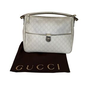 Authentic VINTAGE Gucci Shoulder Bag- Gold/Silver/White